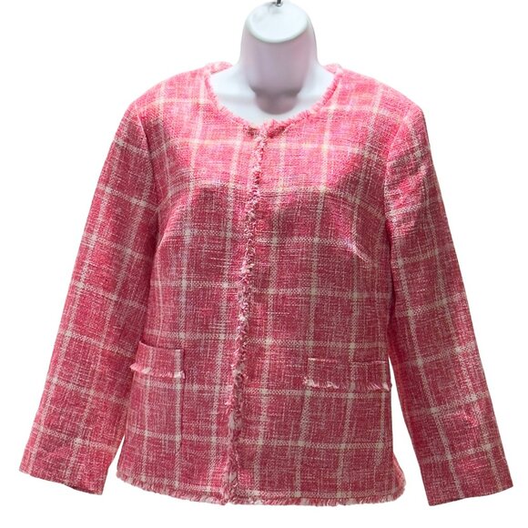TALBOTS Women’s Jacket Pink Cotton Blend Size 14 - Picture 1 of 10